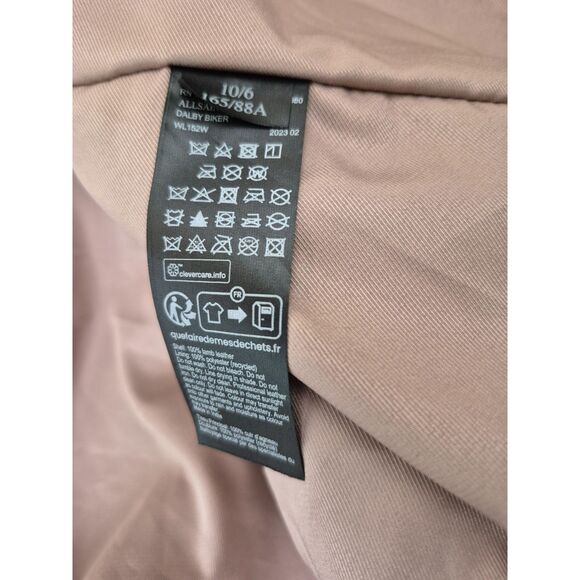ALLSAINTS Dalby Pale Pink Leather Biker Jacket Women’s Size 6 US All Saints - Picture 6 of 6